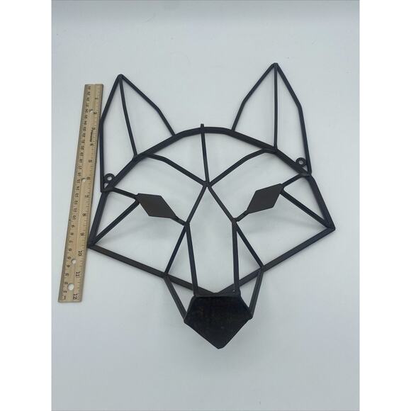 Metal Iron Geometric Wolf Fox Coyote Rustic Sculpture Face 3D Wall Art - Picture 4 of 4